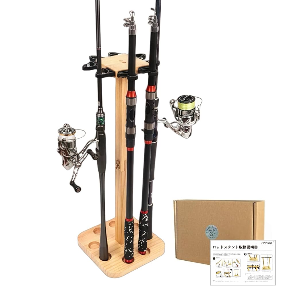 ロッドスタンド 8本 炙り加工 小物置き5段 国産ヒノキ製 完成品（組立不要） ロッドスタンド 8本 炙り加工 小物置き5段 国産ヒノキ製 完成品